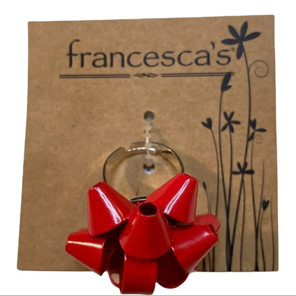 Francescas Red Bow Silver Toned Adjustable Ring! 😍